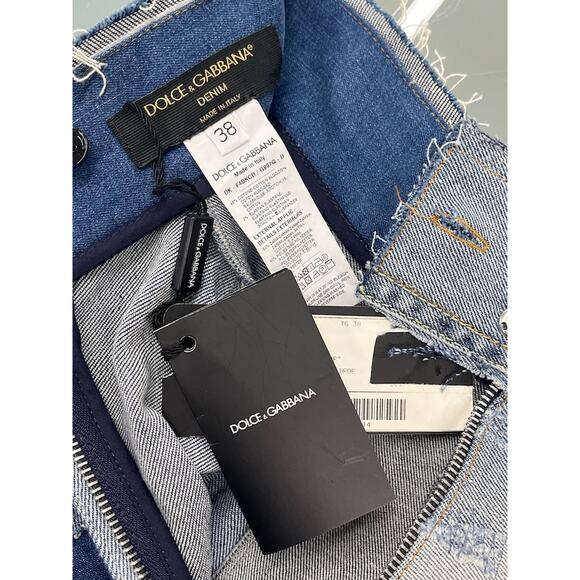 NWT DOLCE & GABBANA Blue Denim Patchwork Skirt IT 46 US XL - Picture 6 of 6